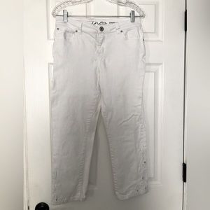 INC White cropped jeans with embroidered designs